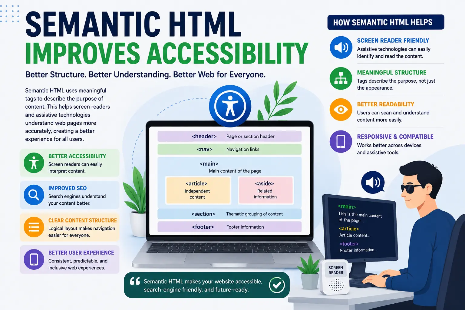 Semantic HTML improves accessibility